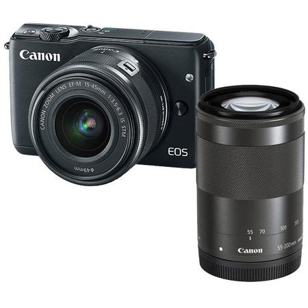 Canon EOS M10 Mirrorless Camera with EF-M 15-45mm f/3.5-6.3 IS STM & EF-M  55-200mm f/4.5-6.3 IS STM Lenses, Black