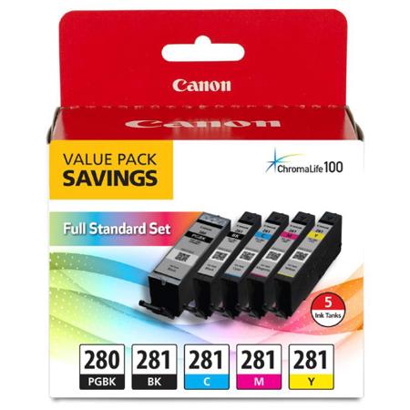 Canon PGI-280/CLI-281 5 Color Ink Pack for Select PIXMA TR, TS Series ...