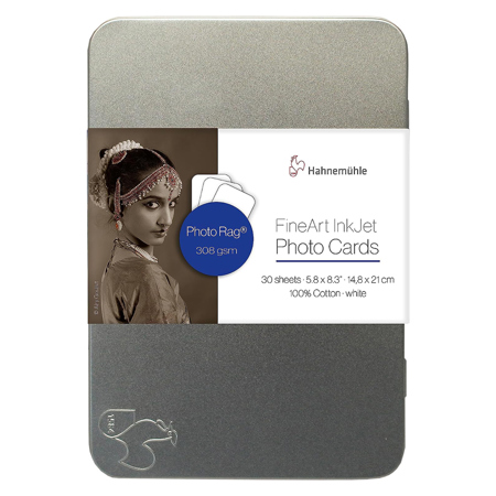 Hahnemuhle Photo Rag 308 FineArt Inkjet Photo Card, 5.8x8.3, 308gsm, 30  Sheets, White