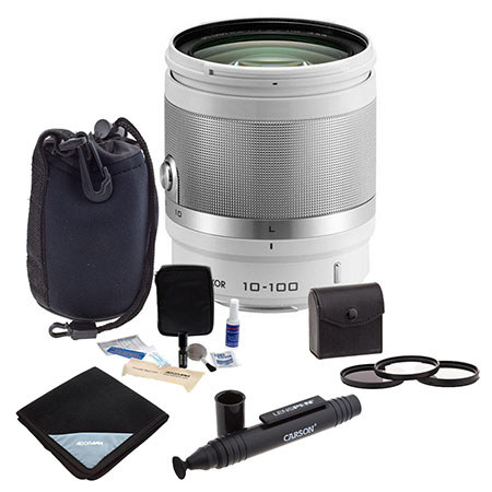 Nikon 1 NIKKOR 10-100mm f/4.0-56 VR Lens, White w/Accessory Kit A