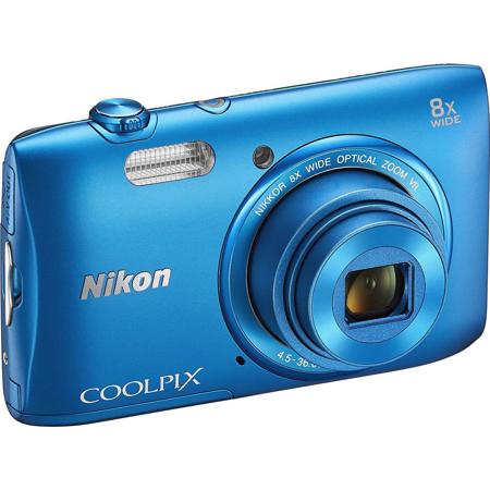 Nikon Coolpix S3600 Digital Camera, 20.1MP, 8x Optical Zoom, 4-Axis  Vibration Reduction, Blue