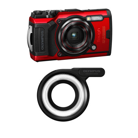 Olympus Tough TG-6 Digital Camera, Red - With Olympus LG-1 LED Light Guide