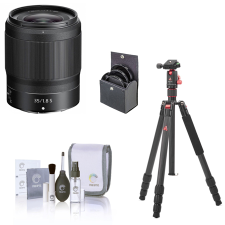 Nikon NIKKOR Z 35mm f/1.8 S Lens with 3Pod TREK Travel Tripod Kit