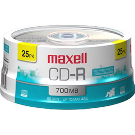 Maxell CD-R 700MB 48x Recordable Compact Disc, Pack of 25 - Adorama