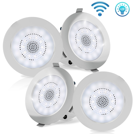 Pyle Pdic4cbtl35b 3 5 Bluetooth In Ceiling In Wall Aluminum Frame Speaker With Built In Led Lights 280 W Max Power 4 Pieces