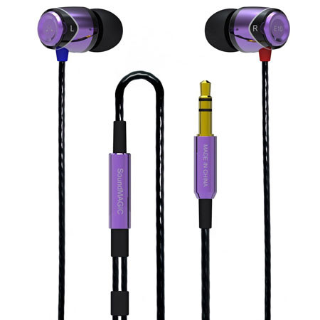 SoundMAGIC E10 Noise Isolating In-Ear Earphones, Black & Purple E10P