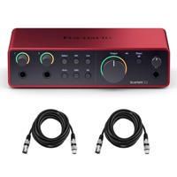 Focusrite Scarlett 2i2 Gen 3 Audio Interface with 2 20' Pig Hog XLR Cables