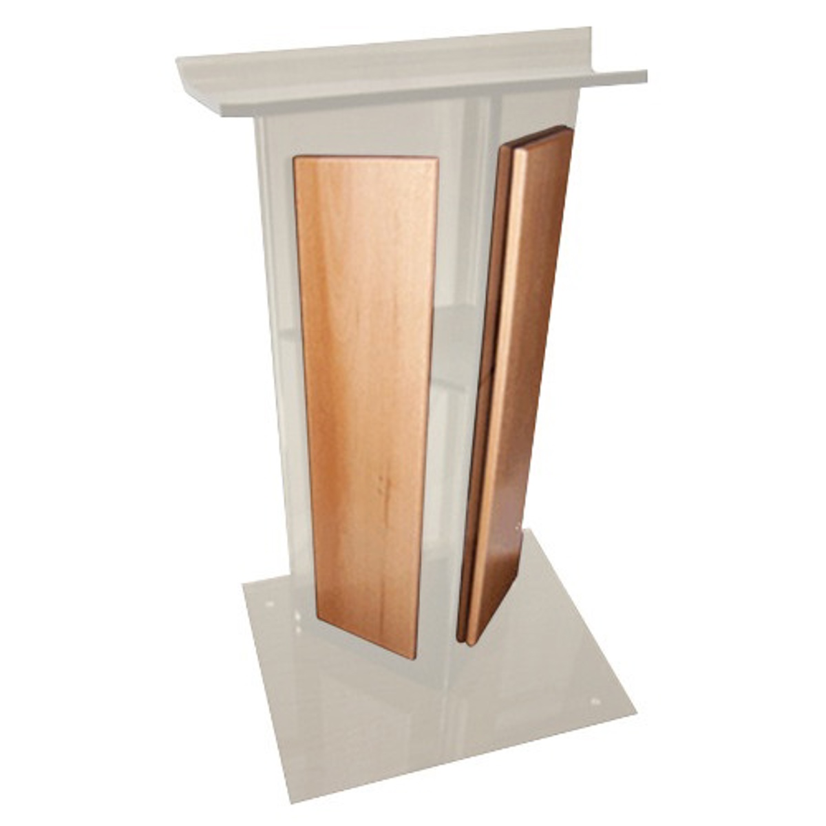 

AmpliVox SN3550 "V" Style Lectern with Shelf, Panels & Base, Frosted with Oak