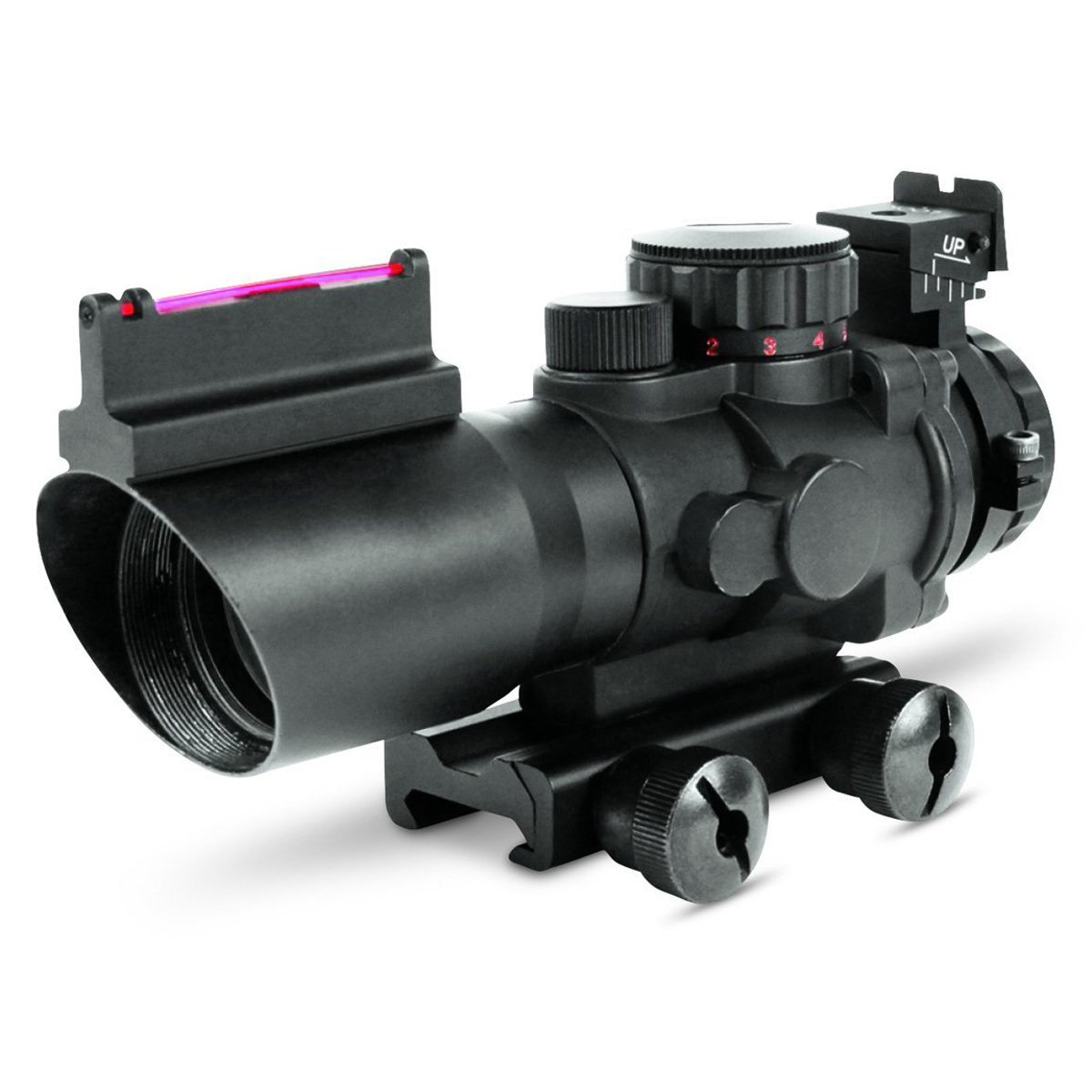 

AIM Sports 4x32 Prismatic Riflescope Fiber Optic Sight, Illum MilDot,Fixed Mount