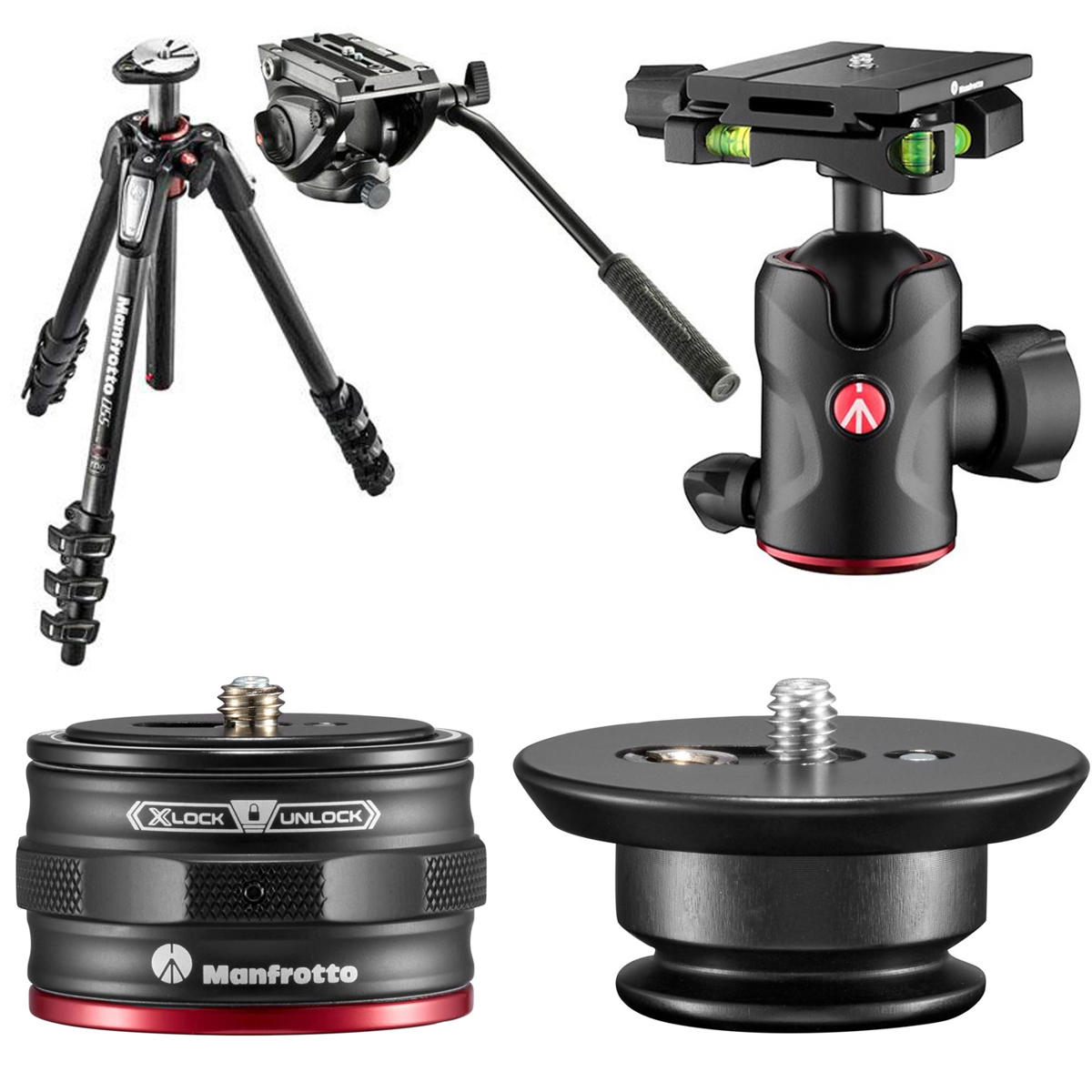 

Manfrotto 055 4-Section CF Tripod, w/500 Fluid Video Head, 496 Center Ball Head