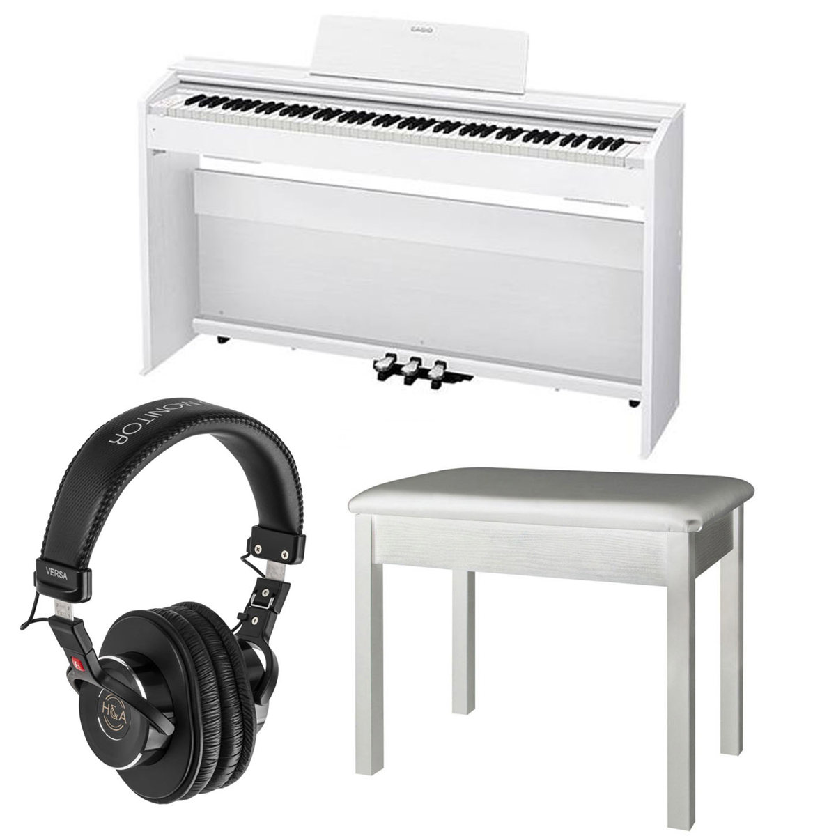 

Casio PX-870 Privia 88-Key Digital Piano, White with Bench, Headphones