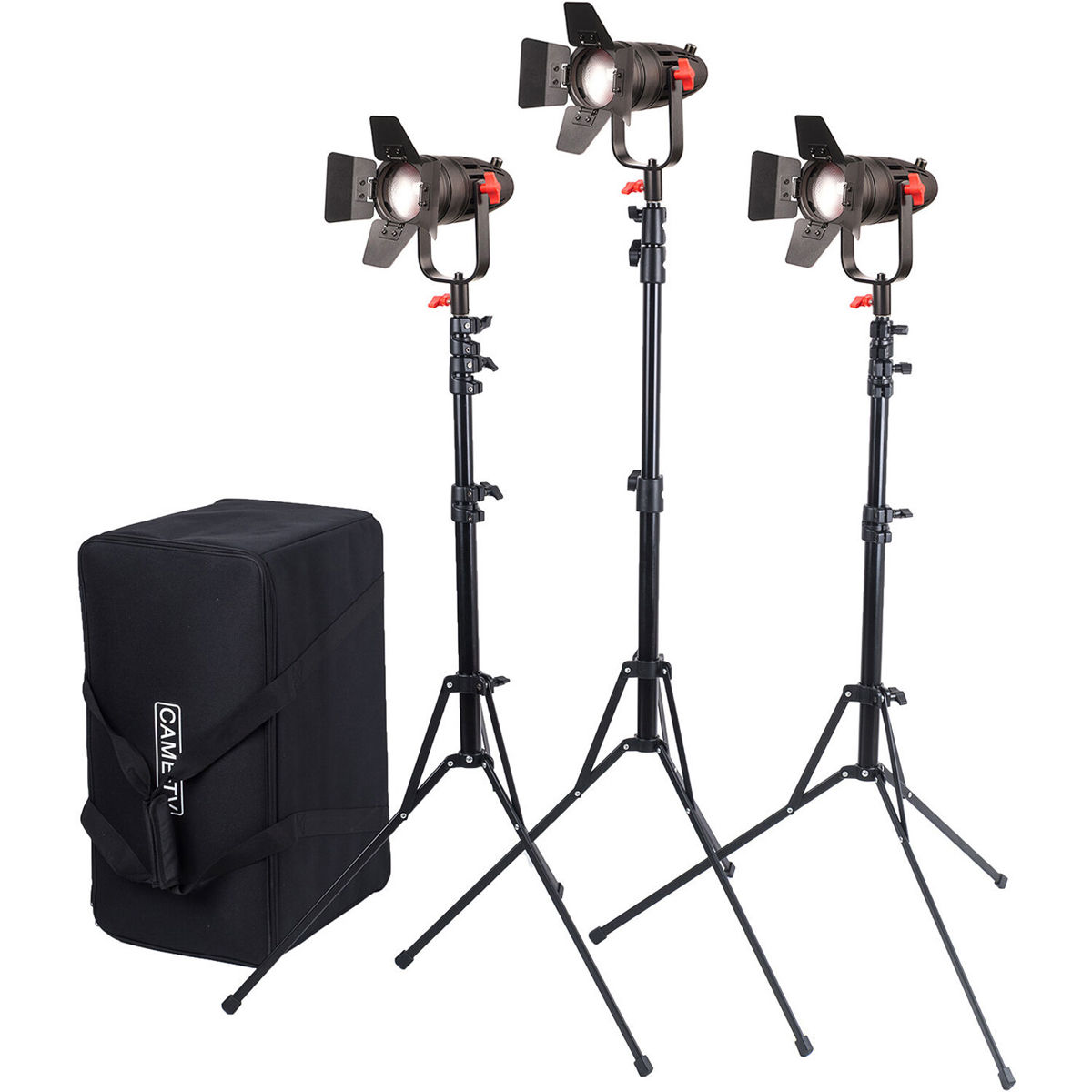 

Came-TV Boltzen 30W Fresnel Fanless Daylight LED 3-Light Kit, 3x Stands & Bag