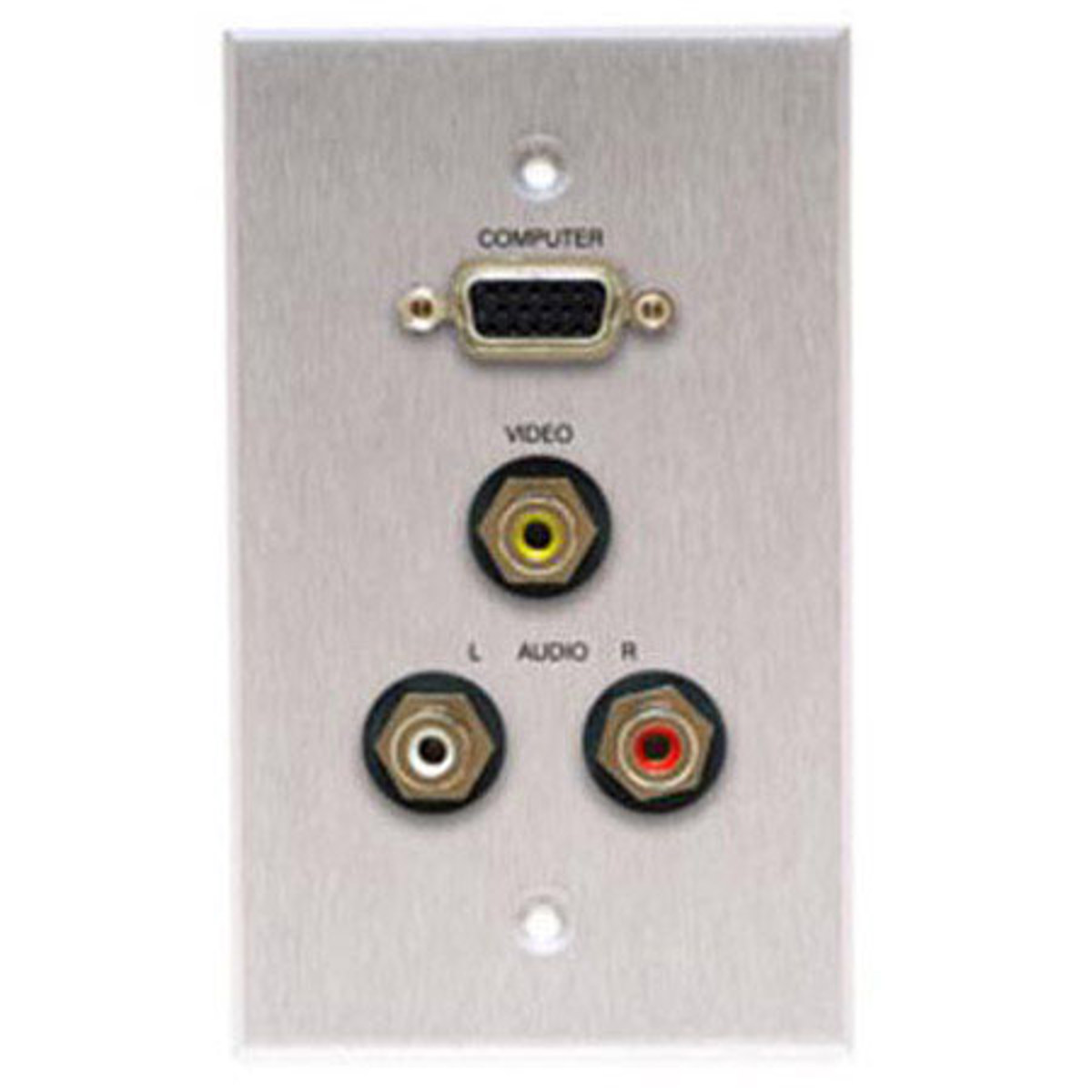 

Comprehensive Single Gang Wallplate, HD15, 3RCA -Passthru, Stainless White