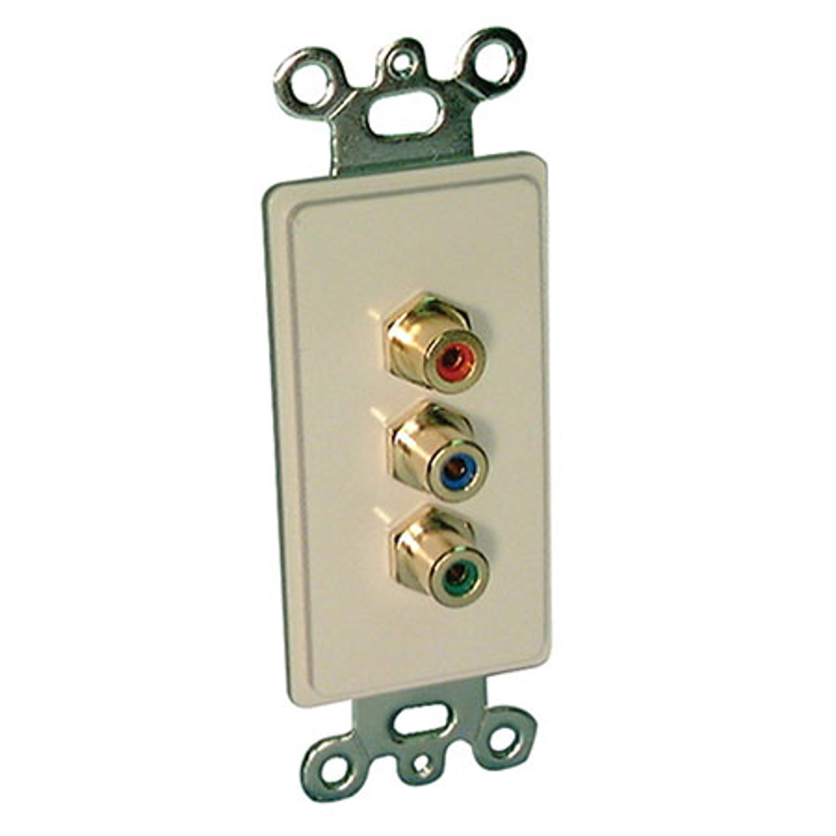 

Comprehensive Single Gang Wallplate Insert with 3 RCA RGB-Solder, Ivory Decora