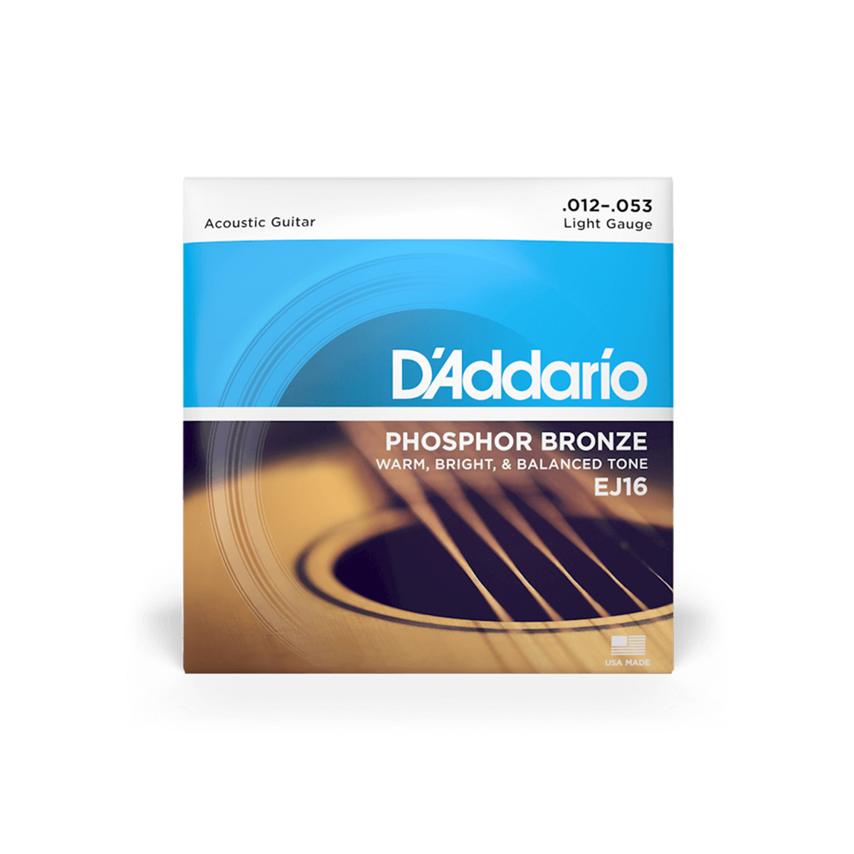 

D'Addario Phosphor Bronze Acoustic Guitar Strings, Set of 6 Strings Light .012-.053