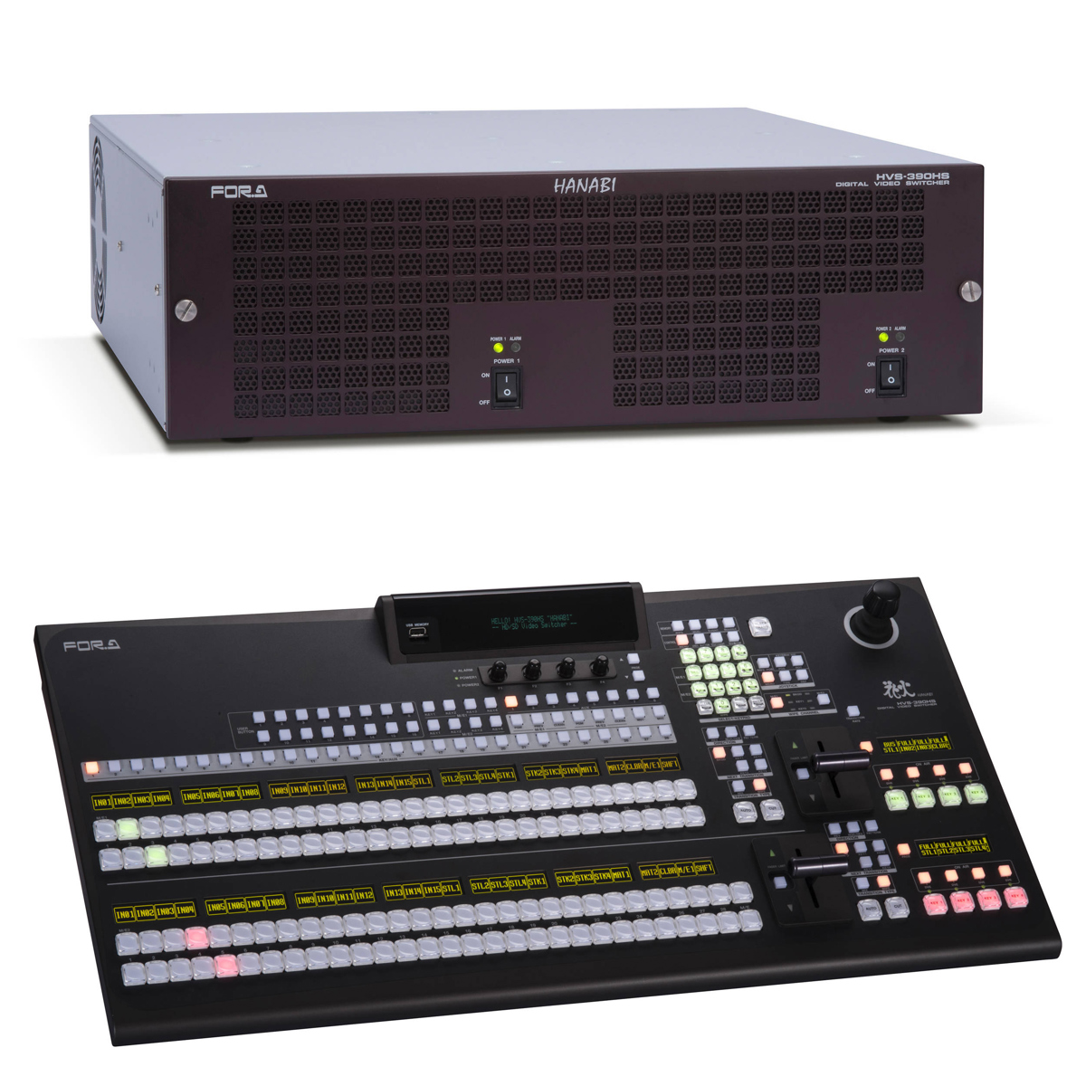 

For.A HVS-390HS HD/SD Video Switcher with HVS-392WOU 2M/E 28Button Control Panel