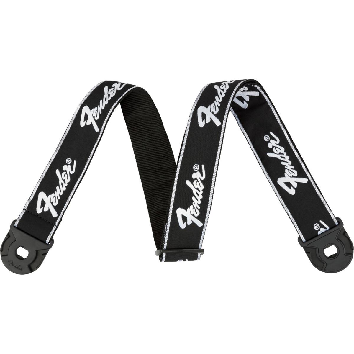 

Fender Quick Grip Running Logo Strap, Black/White