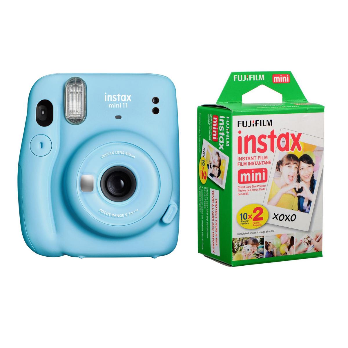 

Fujifilm Instax Mini 11 Instant Film Camera, Sky Blue W/ Fuji Film Twin Pack 20'