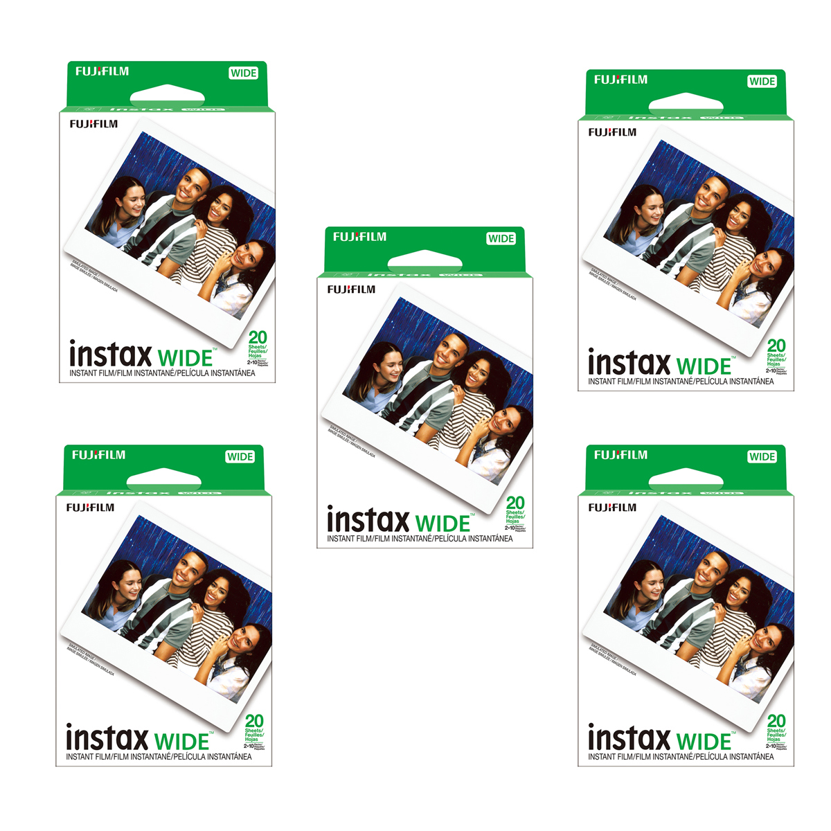 

Fujifilm 5X - 20-Pack - Instax Wide Instant Color Print Film, ISO 800