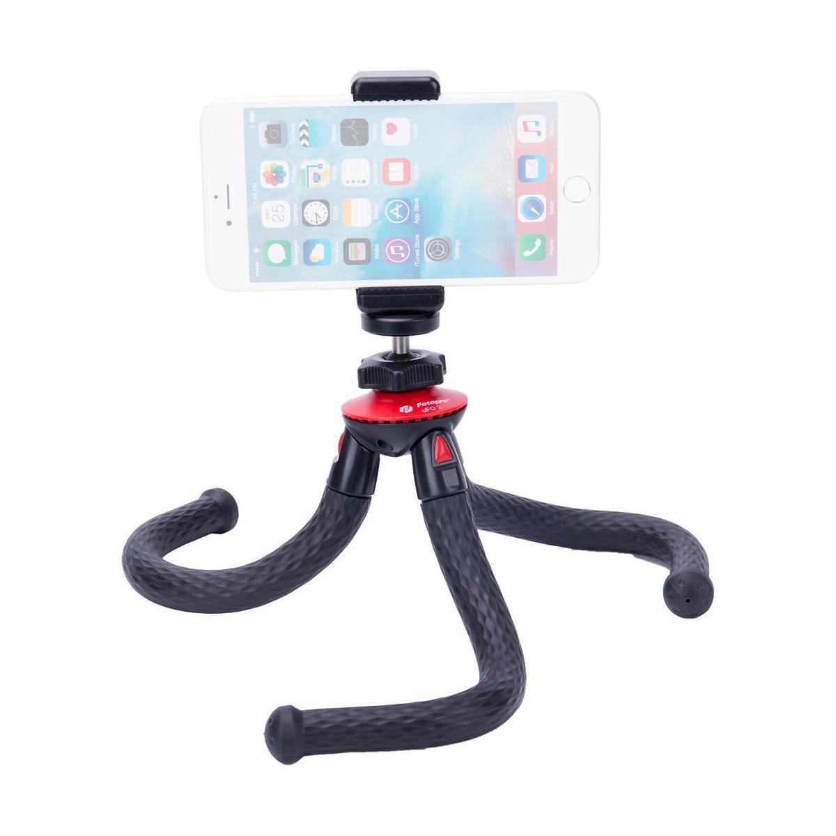 

FotoPro UFO 2 Flexible Tripod with Smartphone and GoPro Adapter, Black/Red