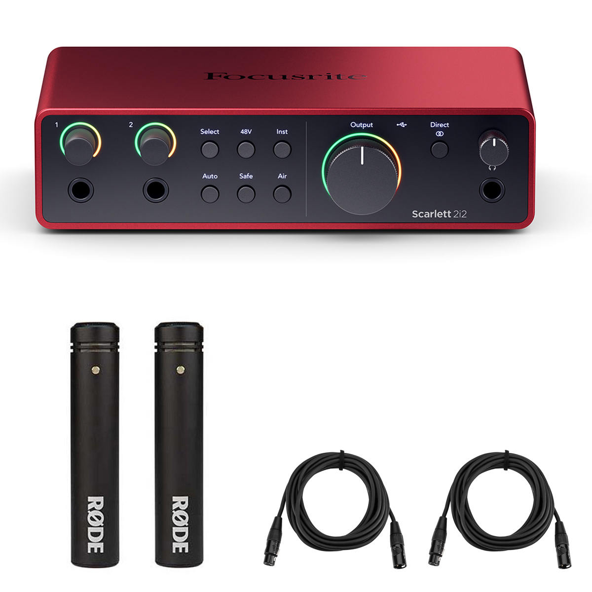 

Focusrite Scarlett 2i2 4th Gen USB Interface w/SW, w/2x Rode M5 Mic,2x 15' Cable