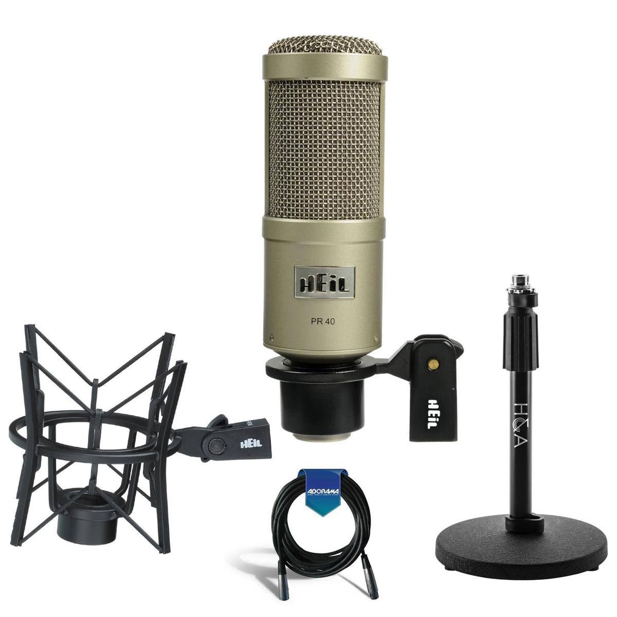 

Heil Sound PR40 Large Diameter Cardioid Studio Microphone,Champagne W/Acc Bundle