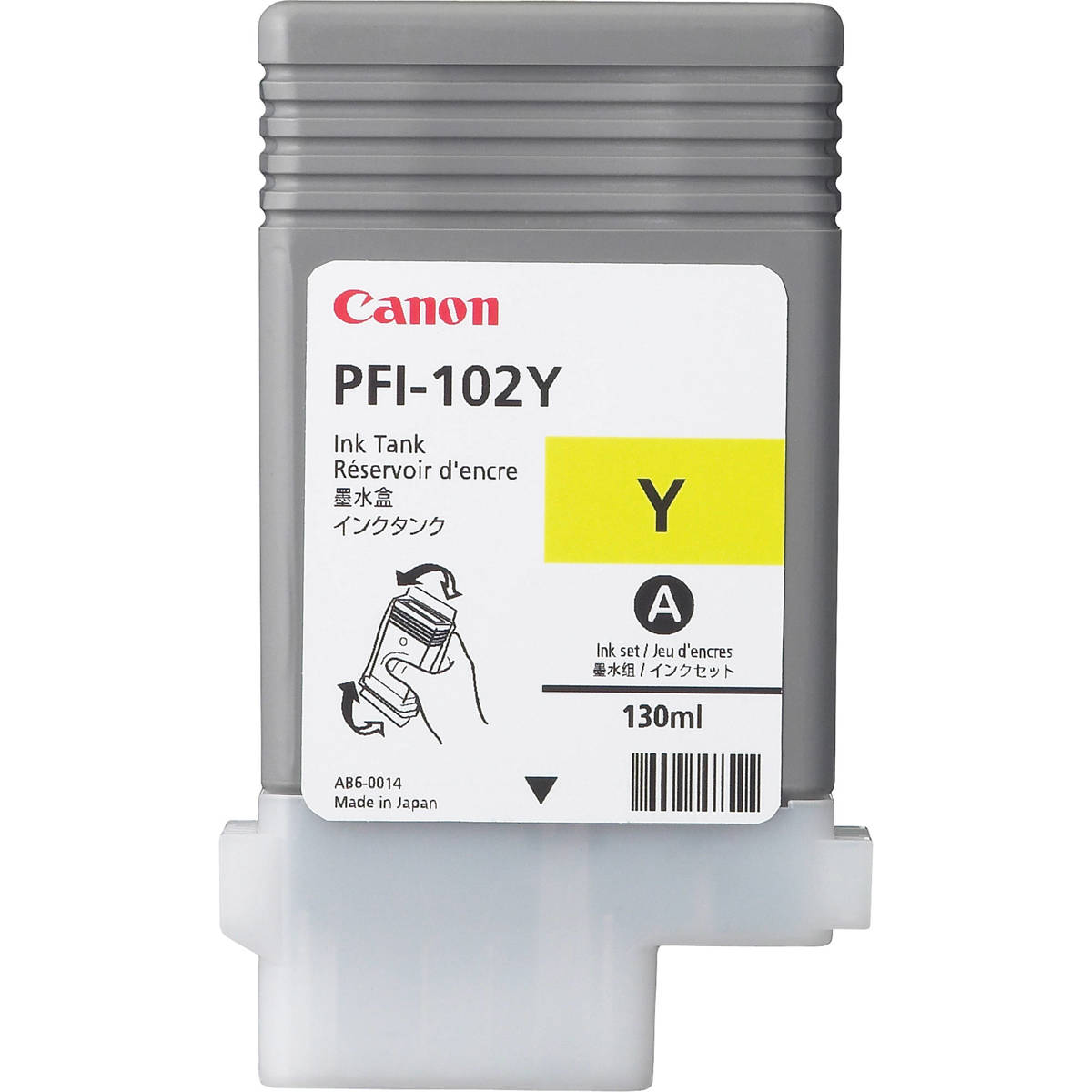 

Canon PFI-102Y Dye Yellow Ink Tank, 130ml