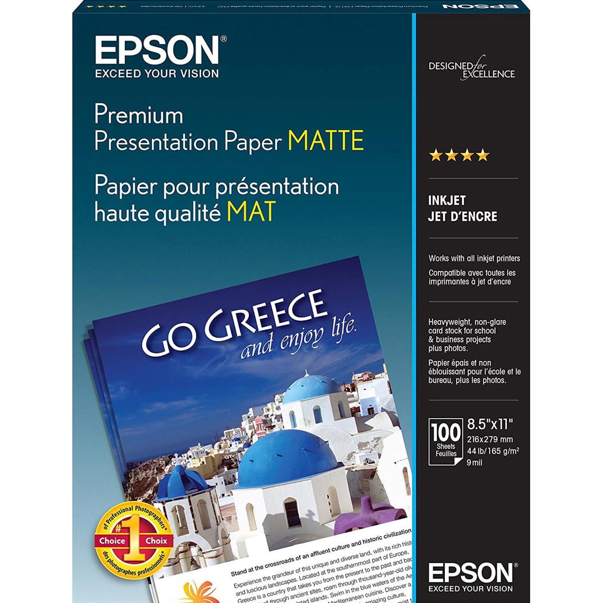 

Epson Heavy Weight Matte Premium Photo Paper (8.5x11"), 100 Sheets