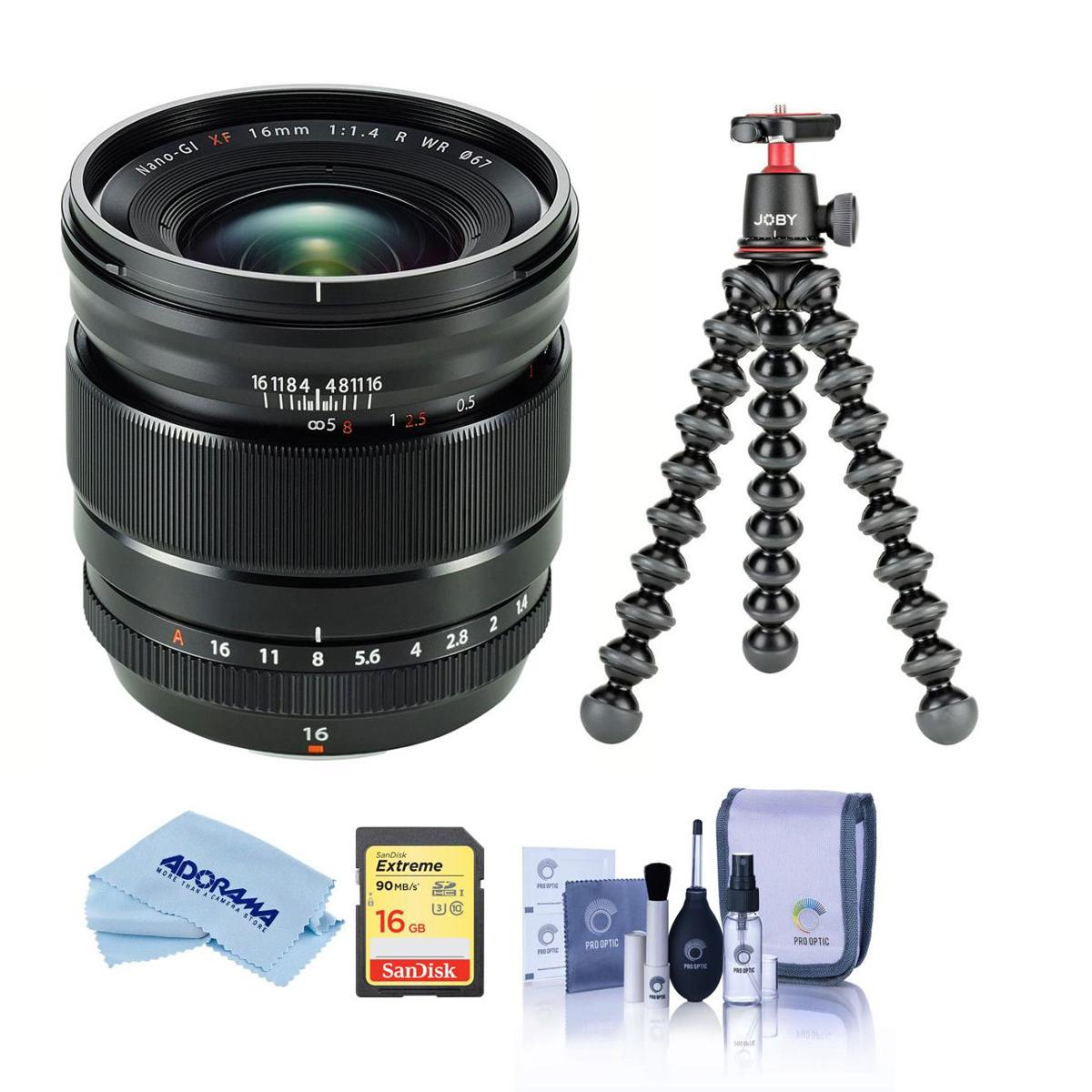 

Fujifilm XF 16mm F1.4 R WR Lens with GorillaPod 3K Tripod Kit, 32GB U3 SDHC Card