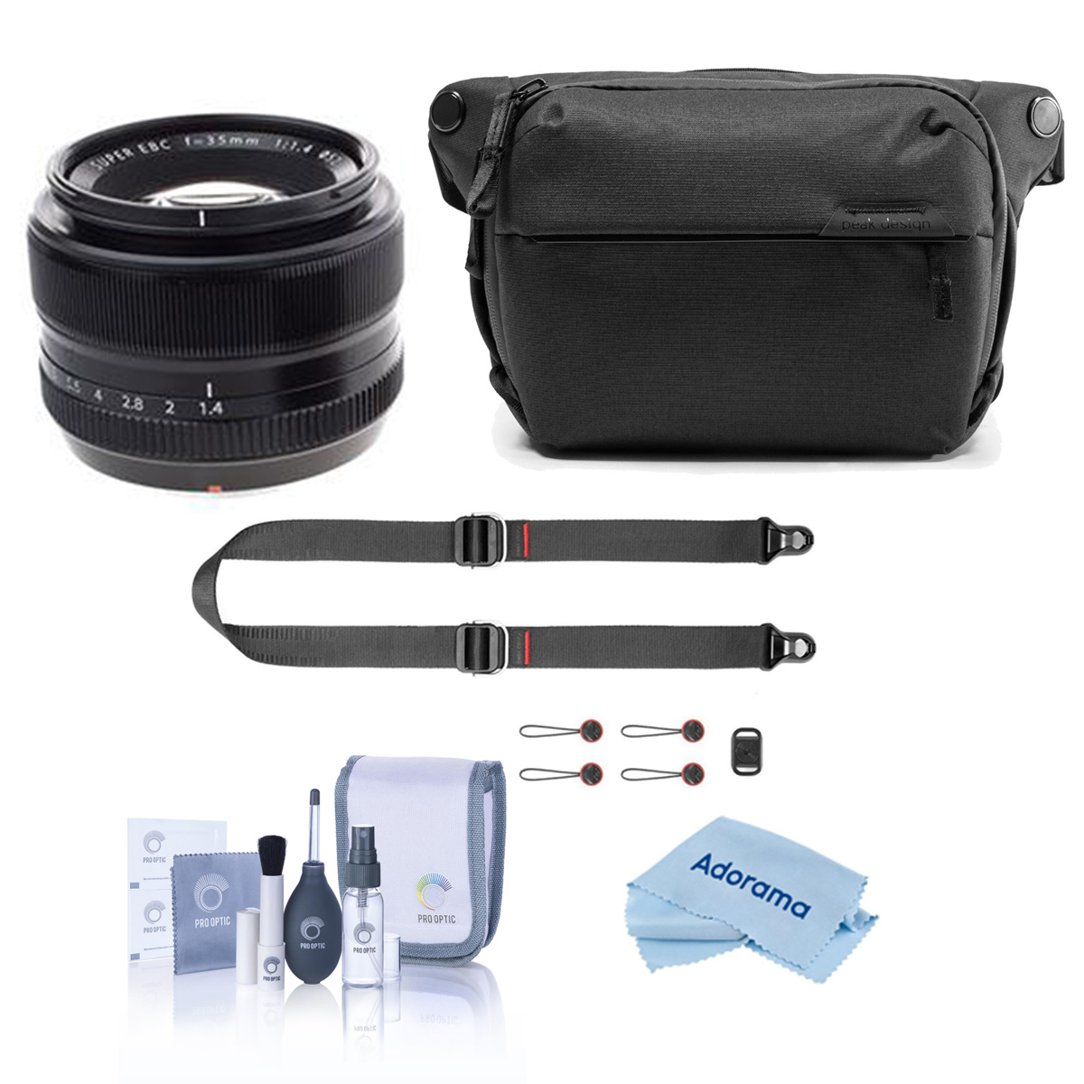 

Fujifilm XF 35mm f/1.4 Lens with Peak Design Sling V2, SlideLITE Strap Kit