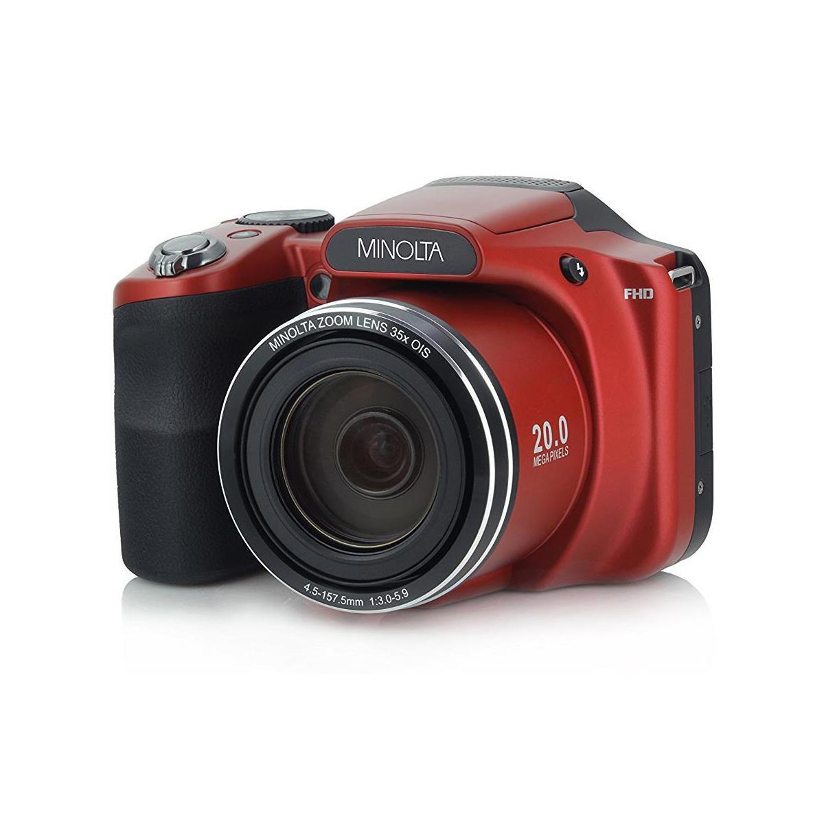 

Minolta M35Z 20MP 1080p HD Bridge Digital Camera with 35x Optical Zoom, Red