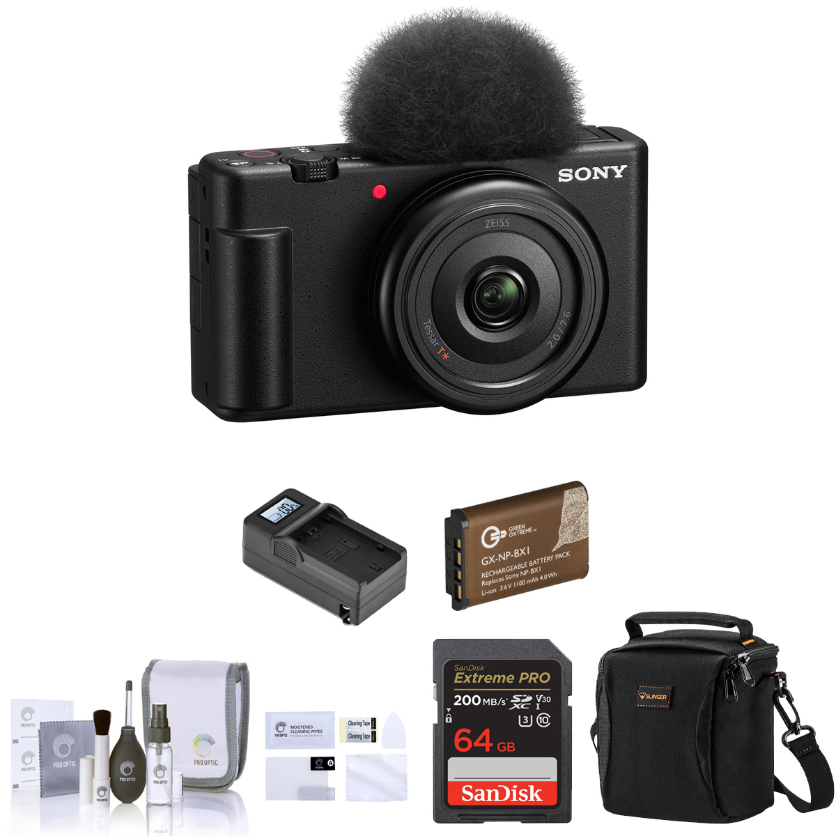 

Sony ZV-1F Vlogging Camera, Black with Essential Accessories Kit