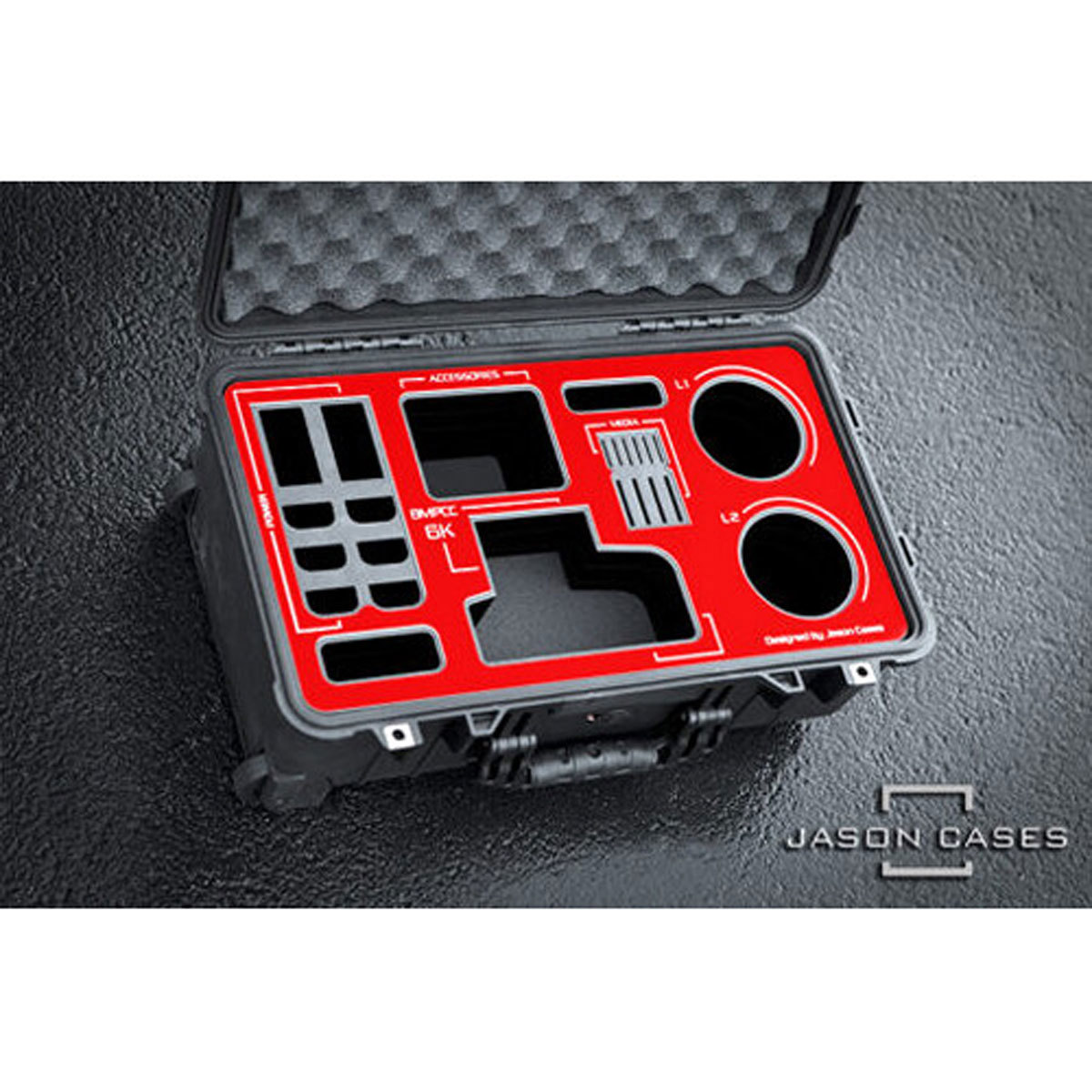 

Jason Cases Hard Case with Laser-Cut Foam for BMPCC 6K, Red Overlay