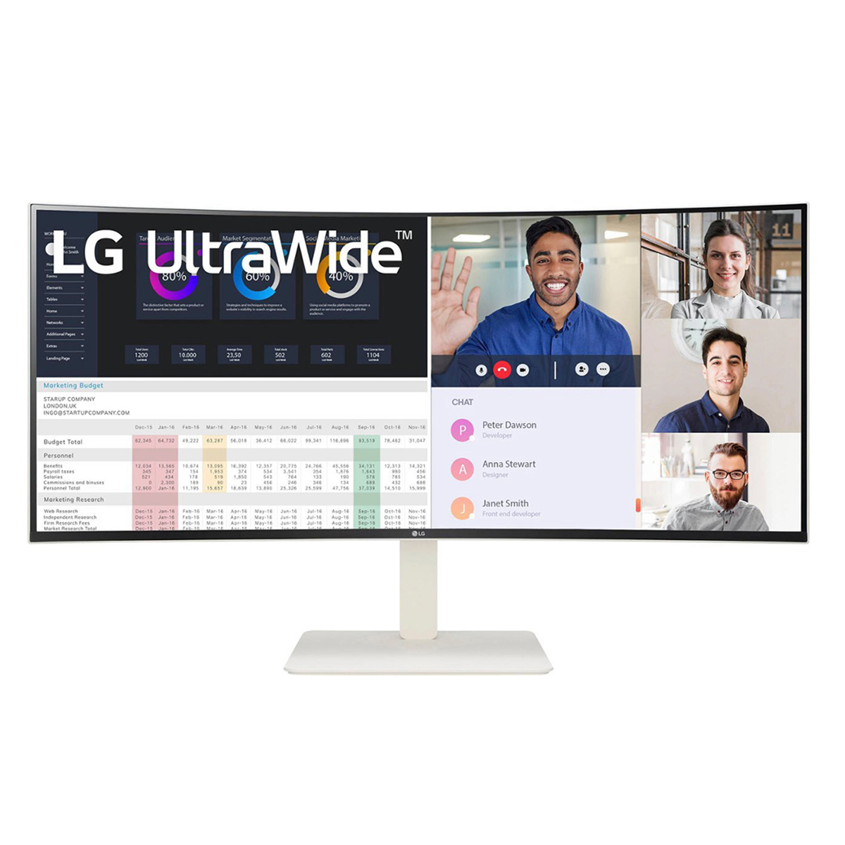 

LG 38WR85QC 37.5" 21:9 UWQHD+ 144Hz Curved USB-C IPS LCD HDR Monitor, White