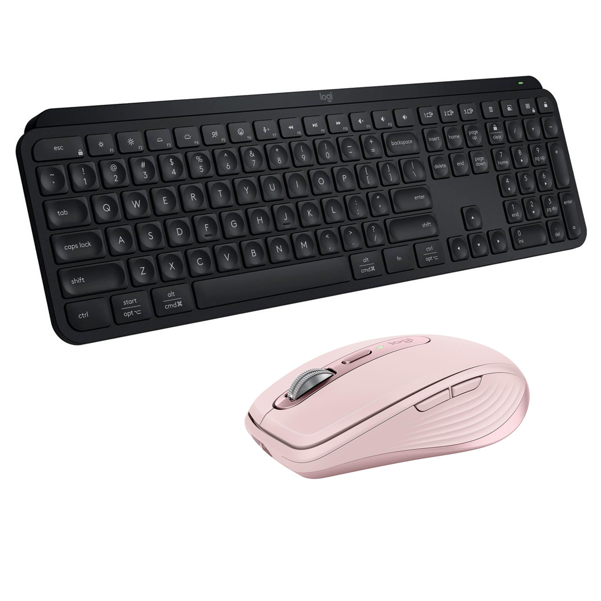 

Logitech MX Keys S Wireless Keyboard, Black with MX Anywhere 3S Rose Mouse