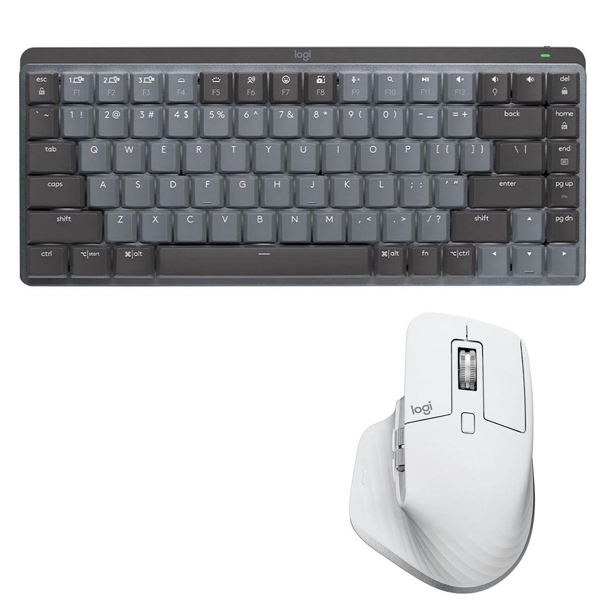 

Logitech MX Mechanical Mini Wireless Keyboard, Tactile Quiet with 3S Gray Mouse