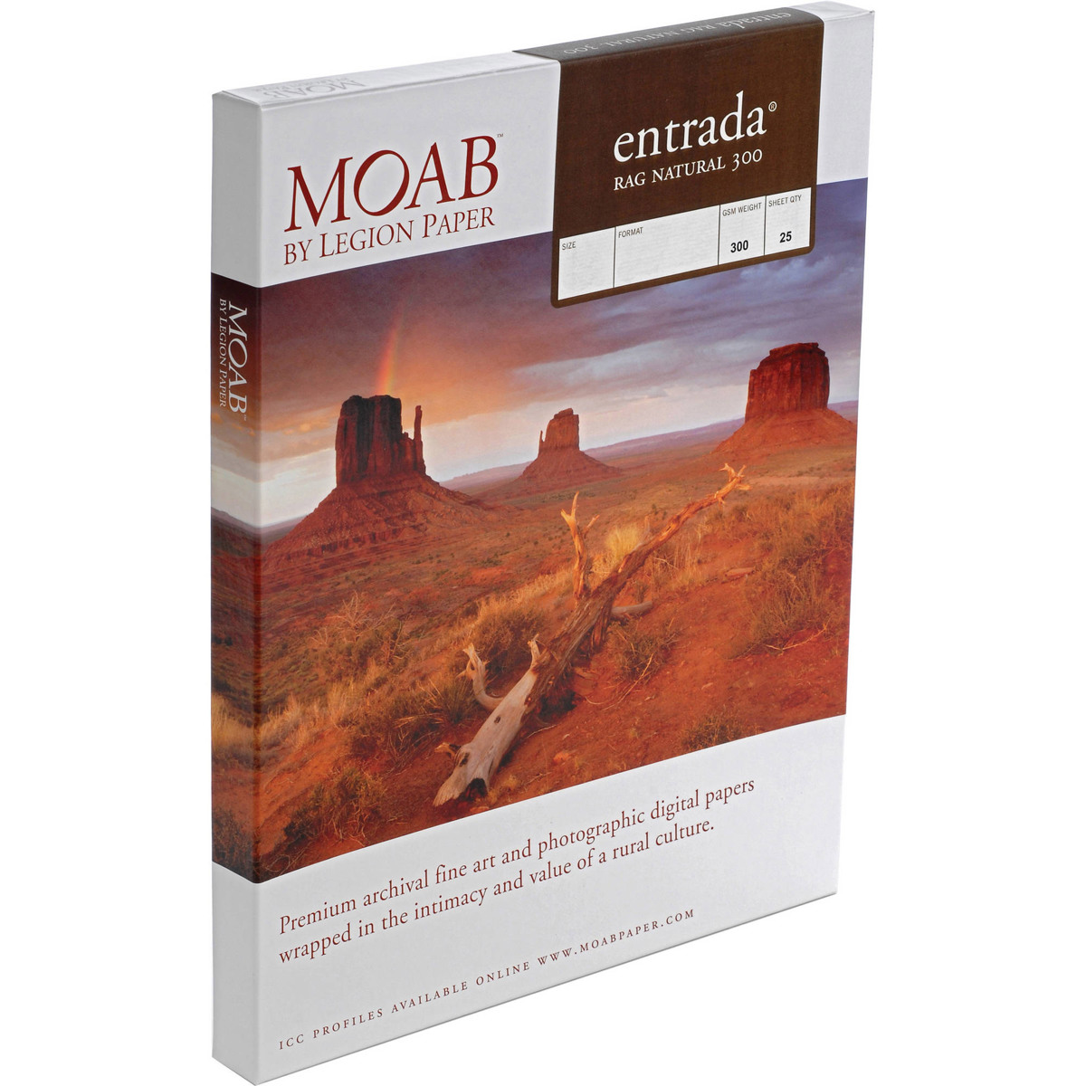 

Moab Entrada Rag FineArt 2-Side Natural Matte Inkjet Paper, 24x36", 25 Sheets