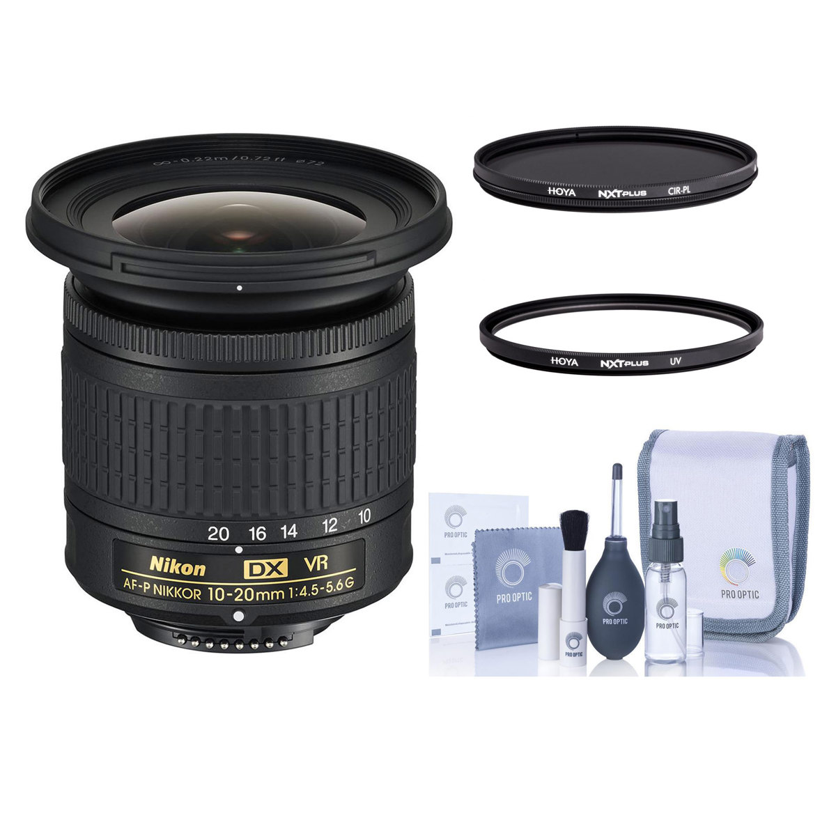 

Nikon 10-20mm f/4.5-5.6G IF AF-P DX NIKKOR VR Lens w/Hoya 72mm CPL+UV Filter Kit