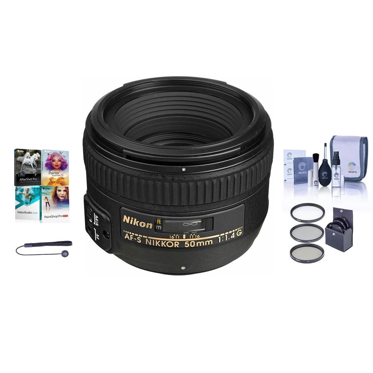 Nikon 50mm f/1.4G AF-S NIKKOR Lens with Free PC Software & Accessories Kit -  2180 NK