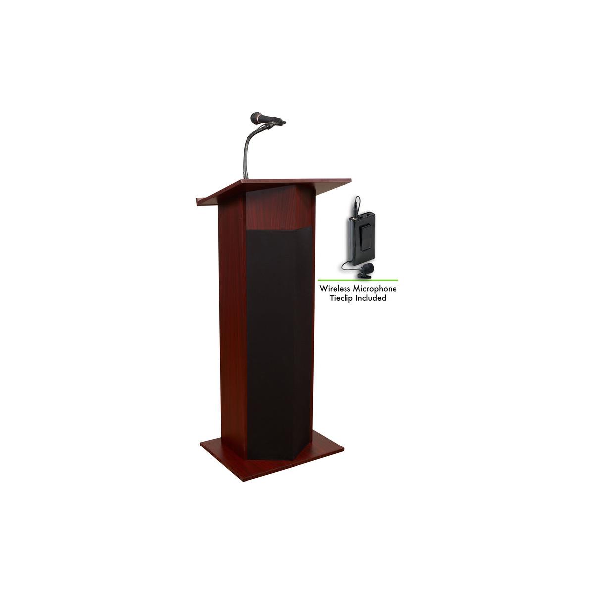 

Oklahoma Sound Power Plus 111PLS Lectern with Tie Clip/Lavalier Mic, Mahogany