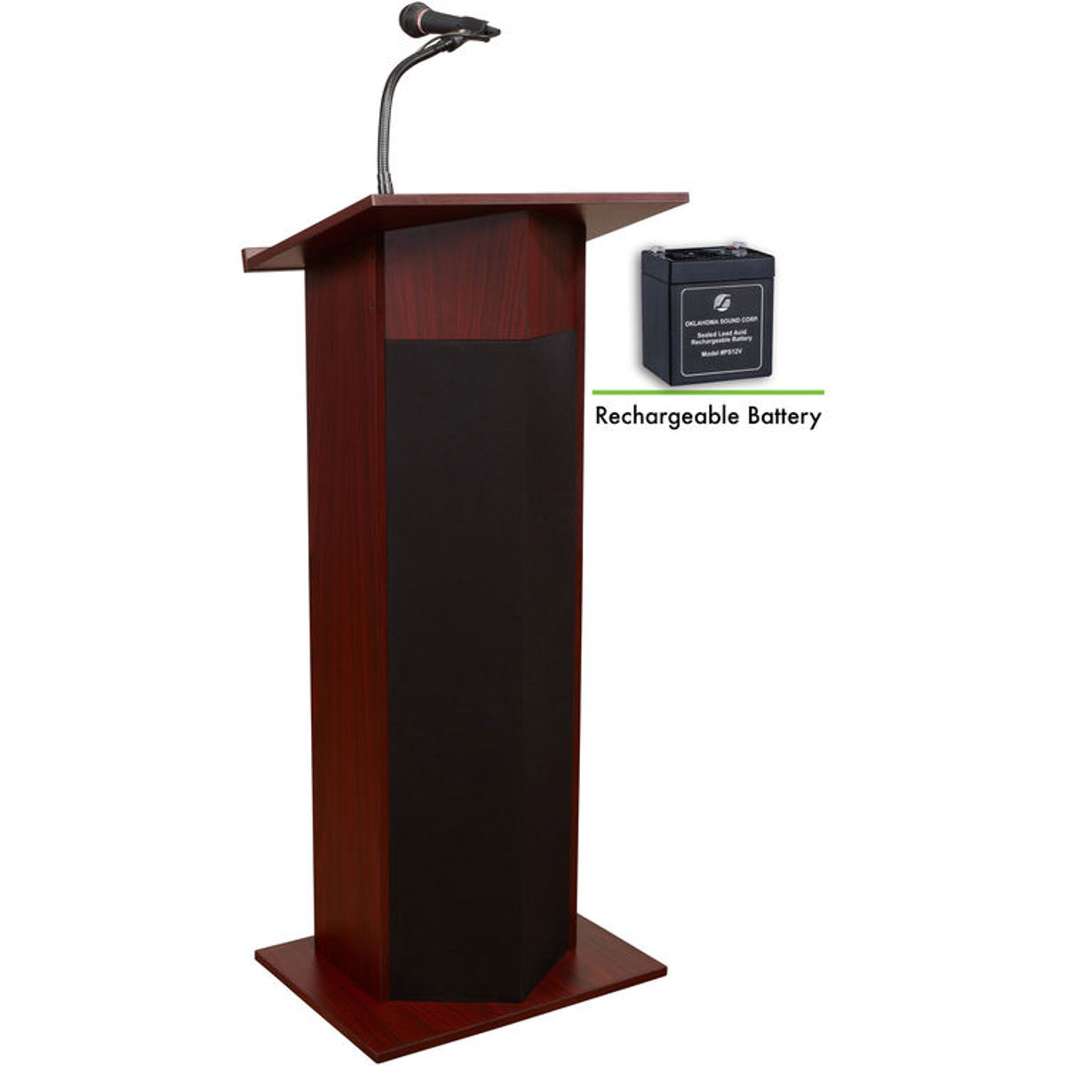 

Oklahoma Sound Power Plus 111PLS Lectern with Rechargeable Battery, Mahogany