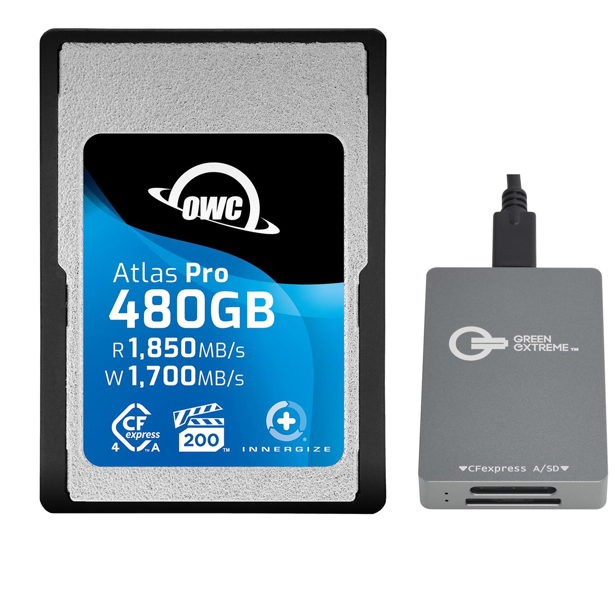 OWC / Other World Computing OWC Atlas Pro 480GB CFexpress Type-A 4.0 Memory Card with CFexpress A/SD Reader -  OWCCFXA4P00480 KIT