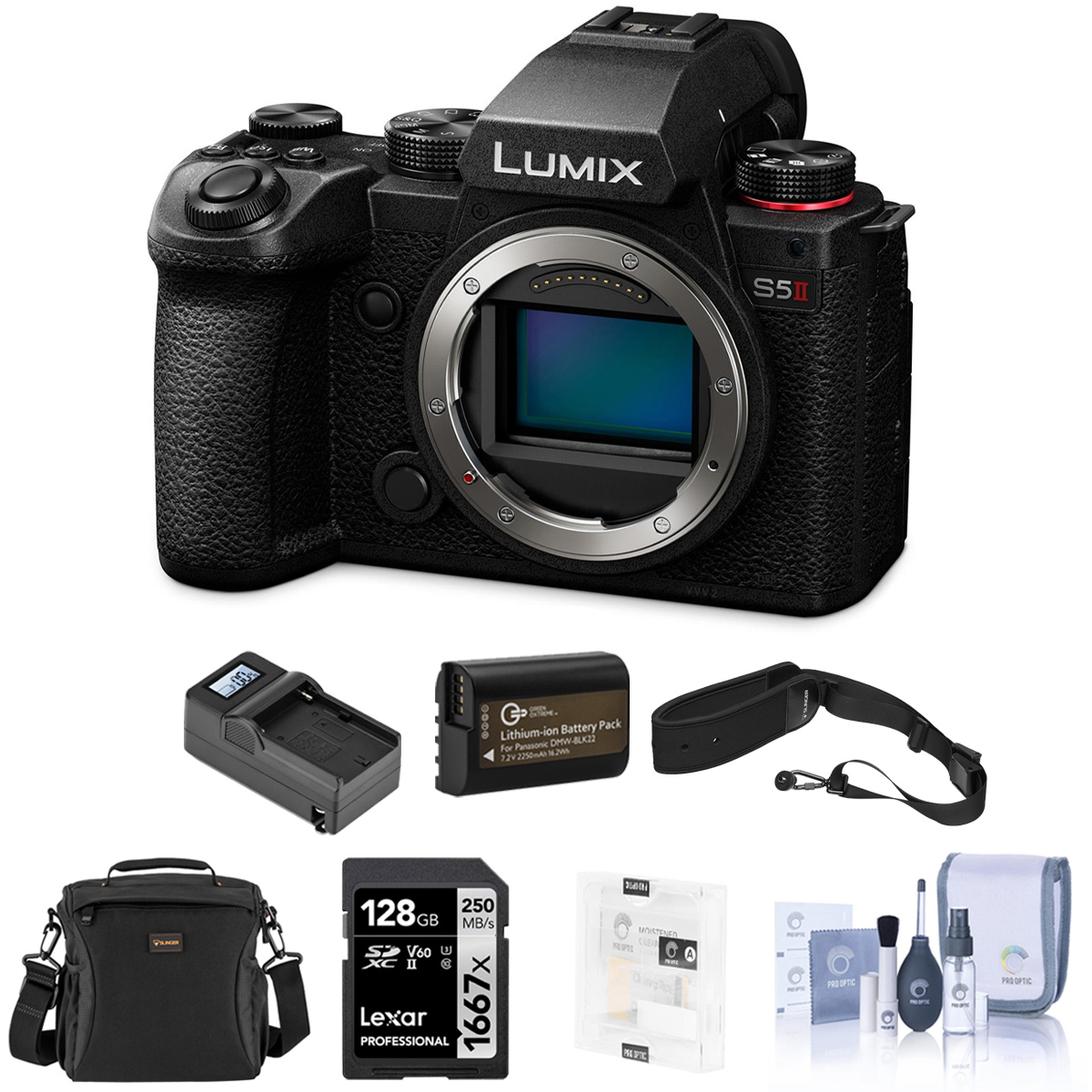 Panasonic Lumix S5 II Mirrorless Camera, Bundle with Essentials Kit -  DC-S5M2BODY EK