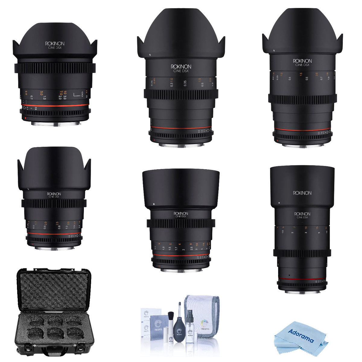 

Rokinon 14mm, 24mm, 35mm, 85mm,135mm Cine DSX 5-Lens Kit for Sony E w/Carry Case