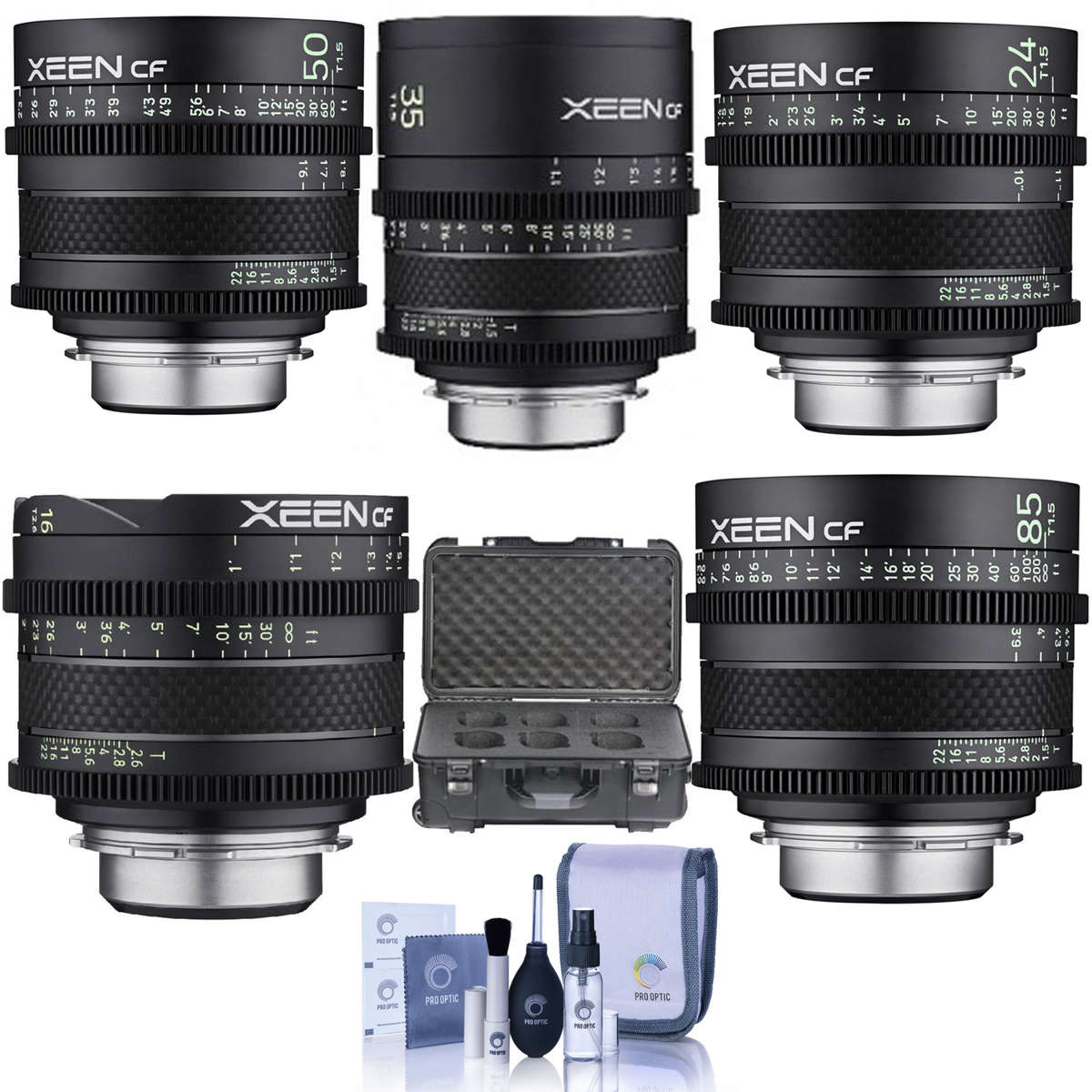 

Rokinon Xeen CF 24mm, 35mm, 50mm, 85mm, 16mm Pro Cine Lens Kit for Sony E w/Case