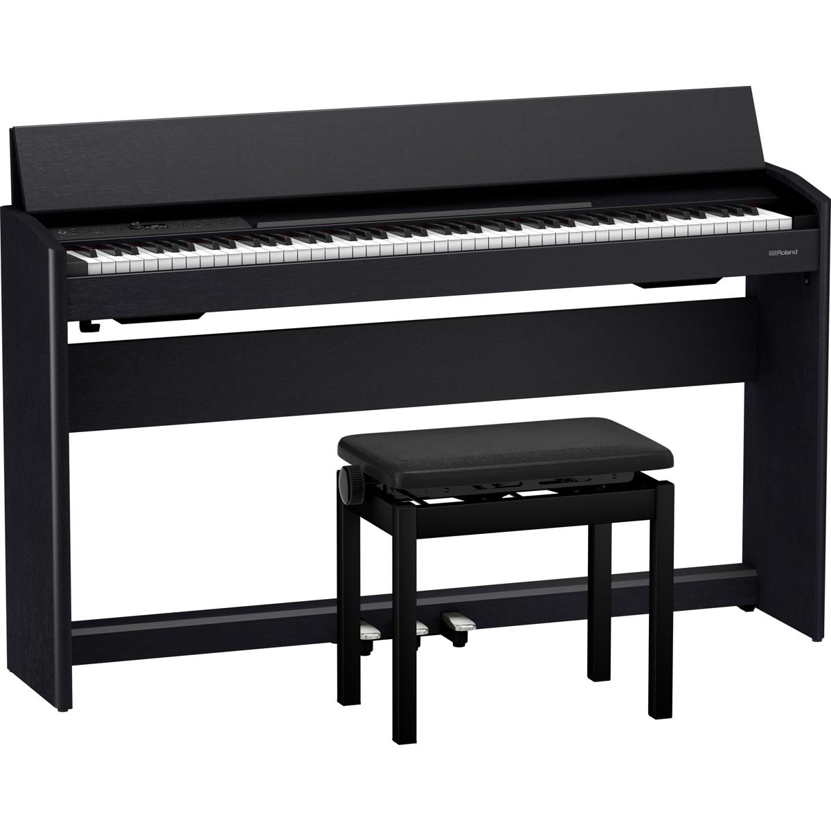 Roland F701 88-Key SuperNATURAL Digital Piano, Black w/Bench, Stand, Headphones