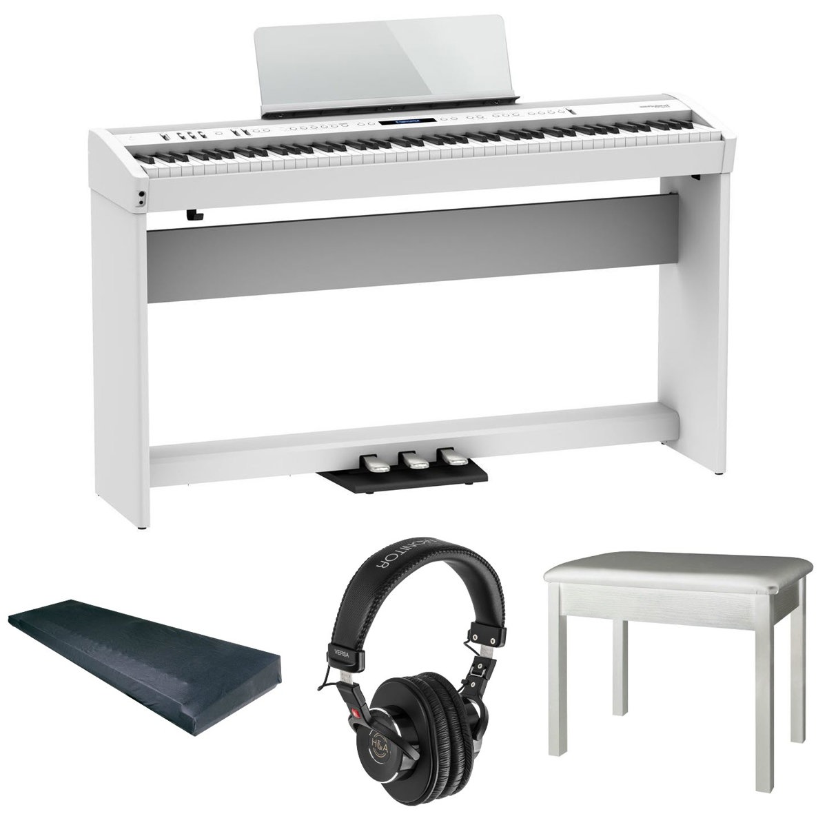 

Roland FP-60X 88-Key Portable Digital Piano, White with Stand, Pedal, Bench