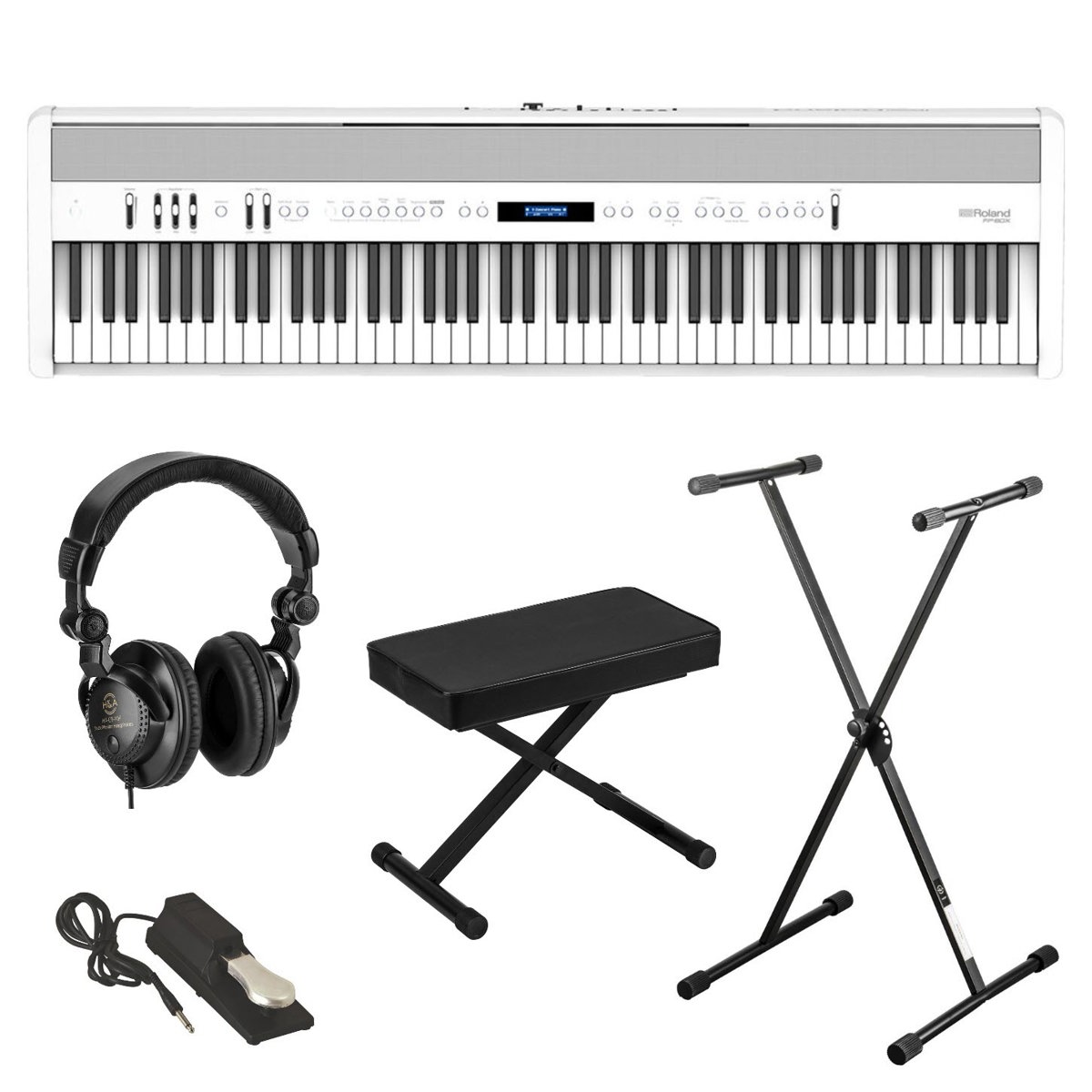 

Roland FP-60X 88-Key Portable Digital Piano, White with Accessories Kit