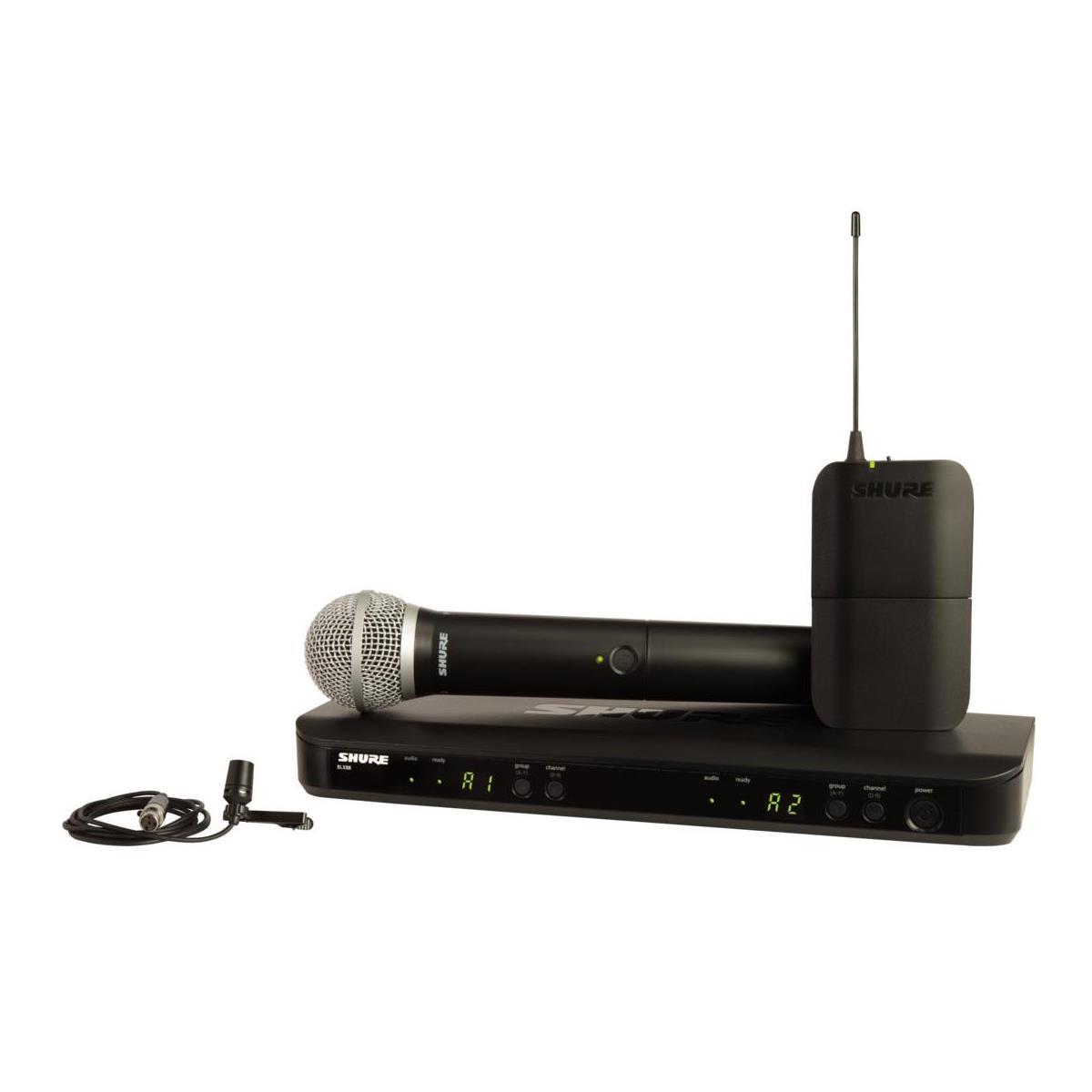 

Shure BLX1288/CVL Dual-Channel Handheld & Lavalier Combo Wireless Mic System