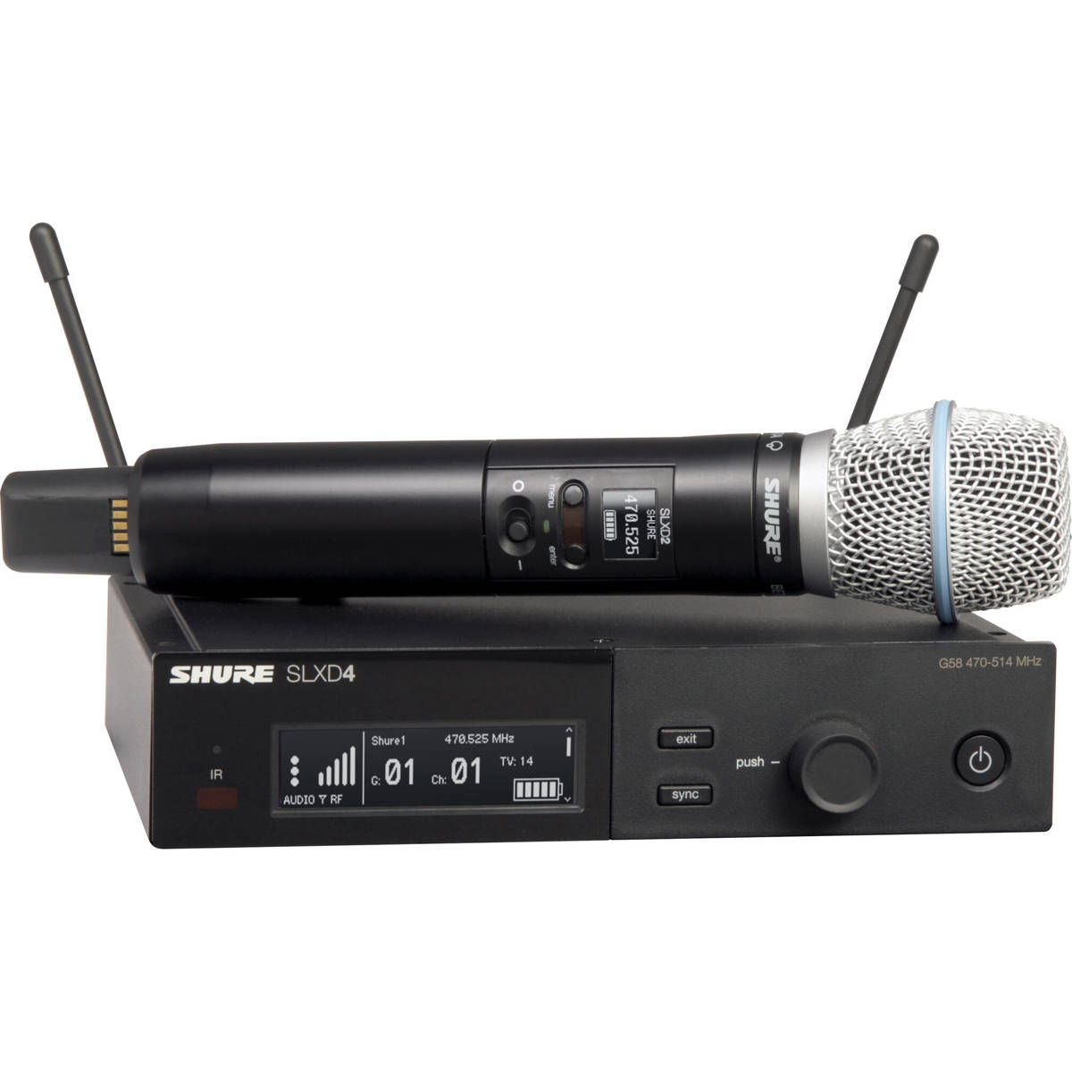 

Shure SLXD24/B87A 1-CH Digital Vocal System with Beta 87A Mic Capsule, G58: 470-514MHz